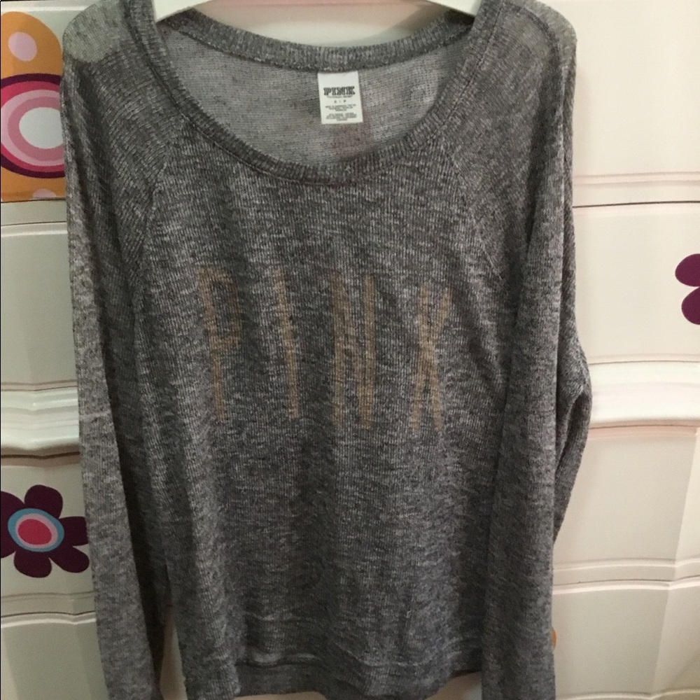 Victoria Secret Pink Gray Sweater CUTE